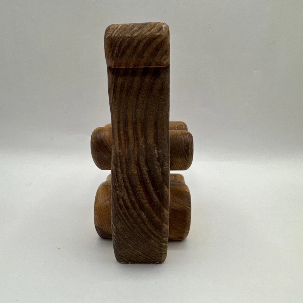 Vintage Wood Wooden Pencil Pen Desk Organizer Holder & Note Holder Handmade Bear